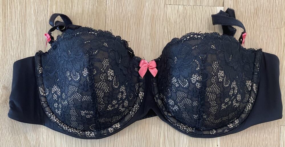 Adore Me Balconette Bra Womens Black Lace Floral Molded Padded Underwire 38D